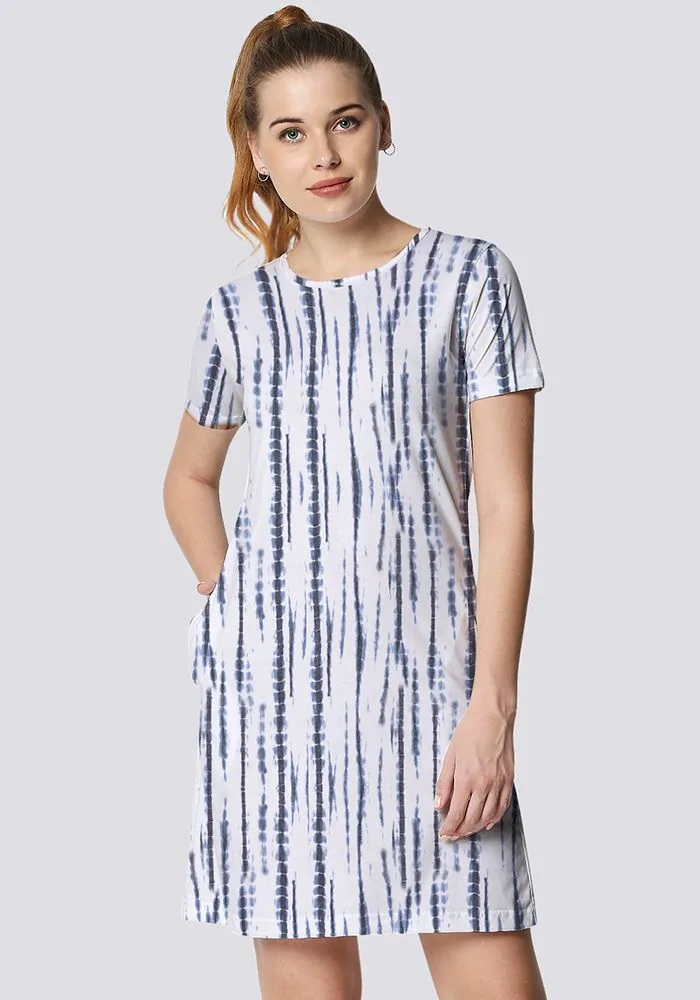 Blue Tree Stripe T-shirt Dress