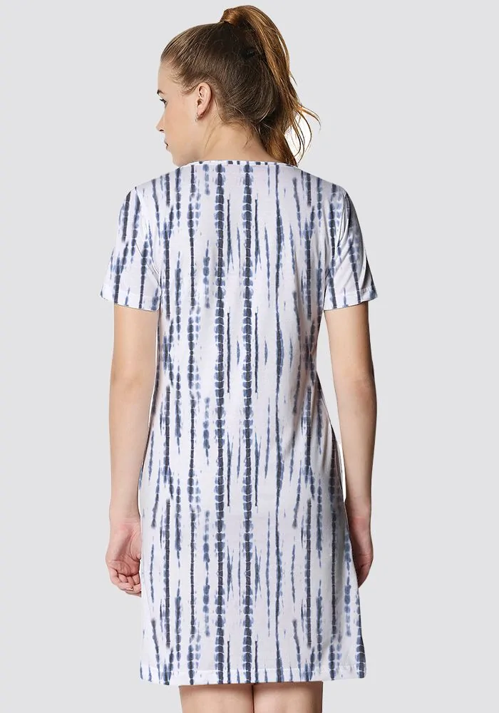 Blue Tree Stripe T-shirt Dress