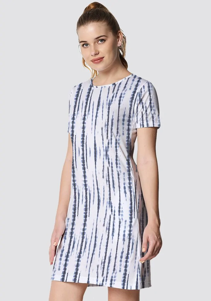 Blue Tree Stripe T-shirt Dress