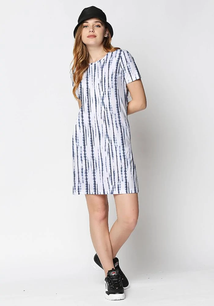 Blue Tree Stripe T-shirt Dress