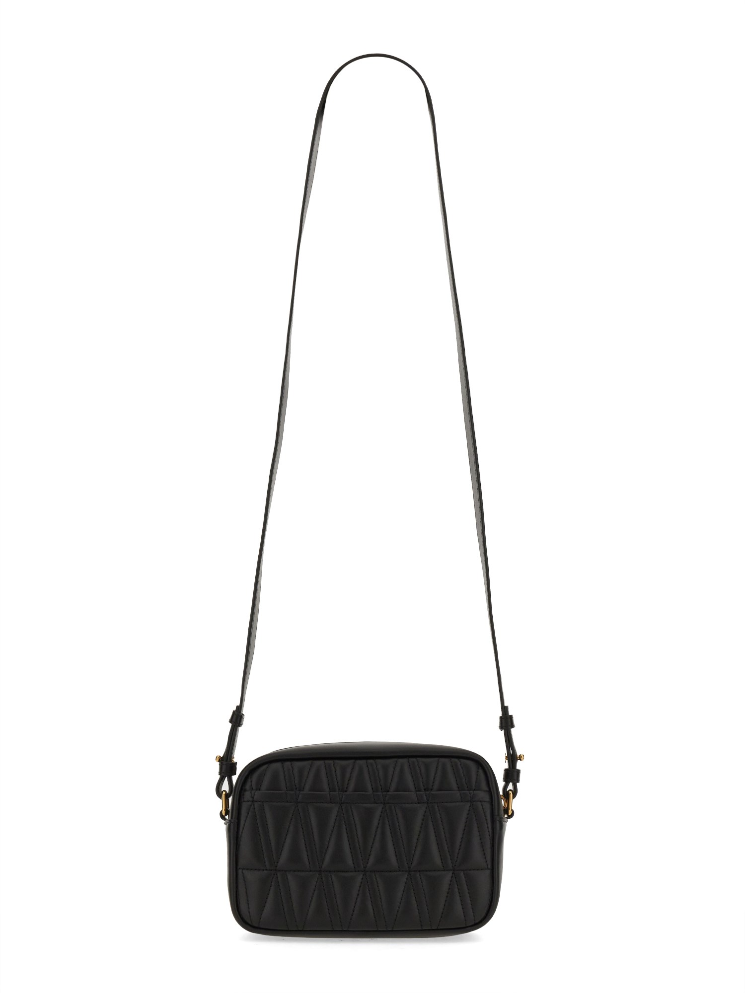 Versace Virtus Black Leather Shoulder Bag