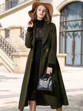 Vintage A-Line Woolen Coat with Turndown Collar - Women's Winter Fashion 2024