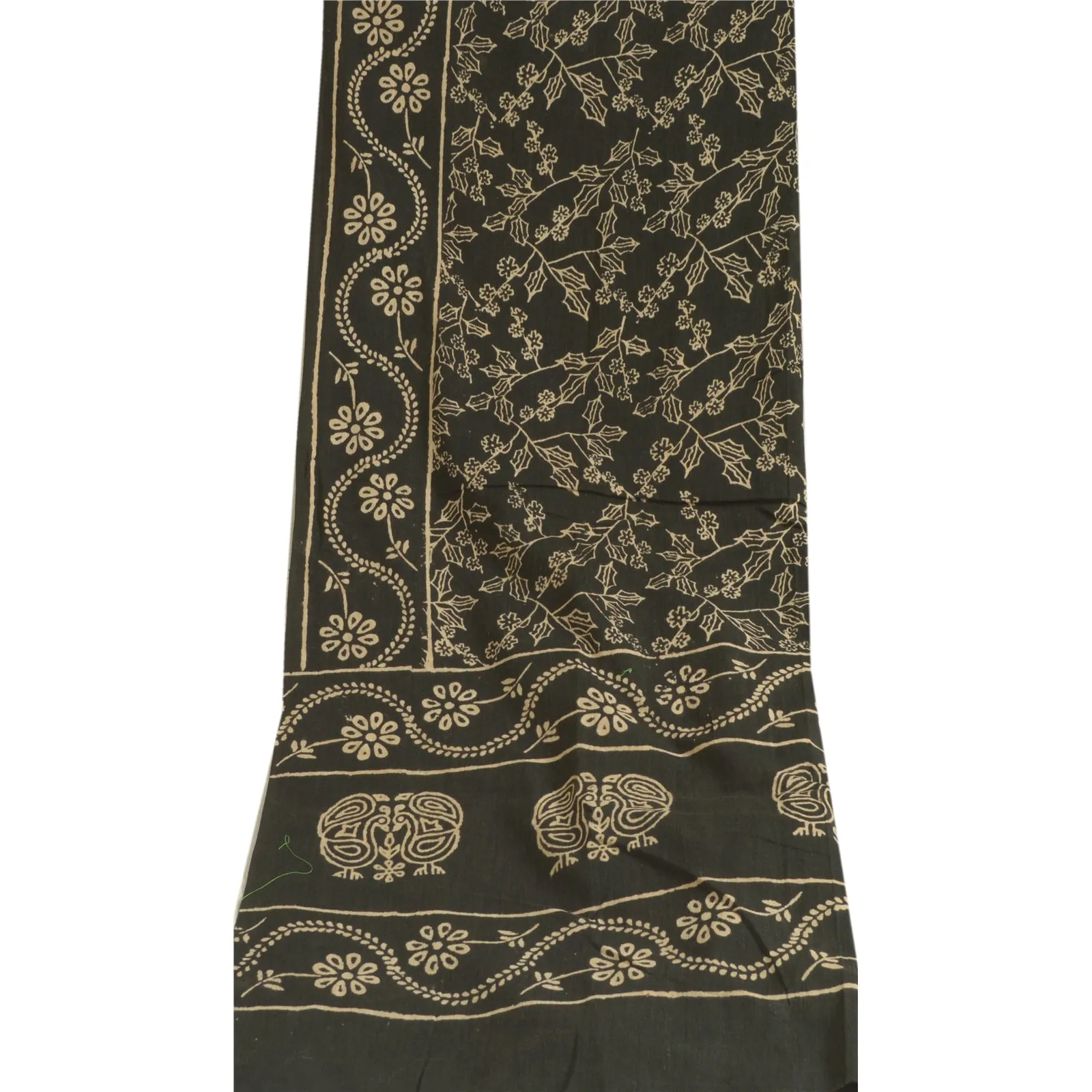 Vintage Black Cotton Dupatta Stole with Hand Beaded Scarves
