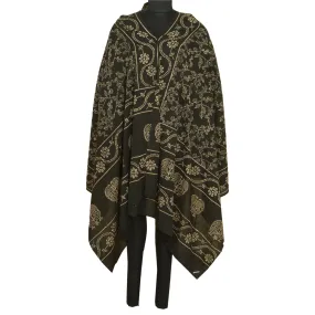 Vintage Black Cotton Dupatta Stole with Hand Beaded Scarves
