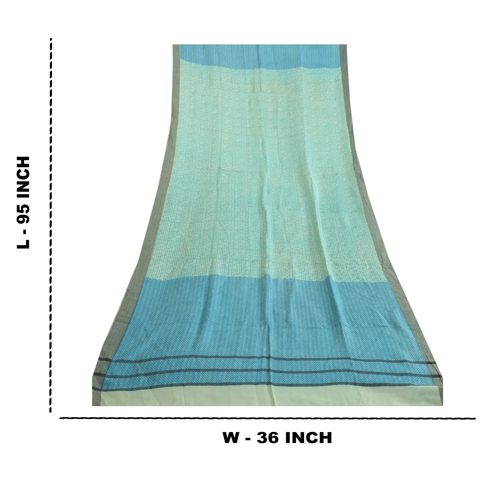 Vintage Blue Woolen Shawl Wrap Scarf - Sanskriti Long Dupatta Stole Printed