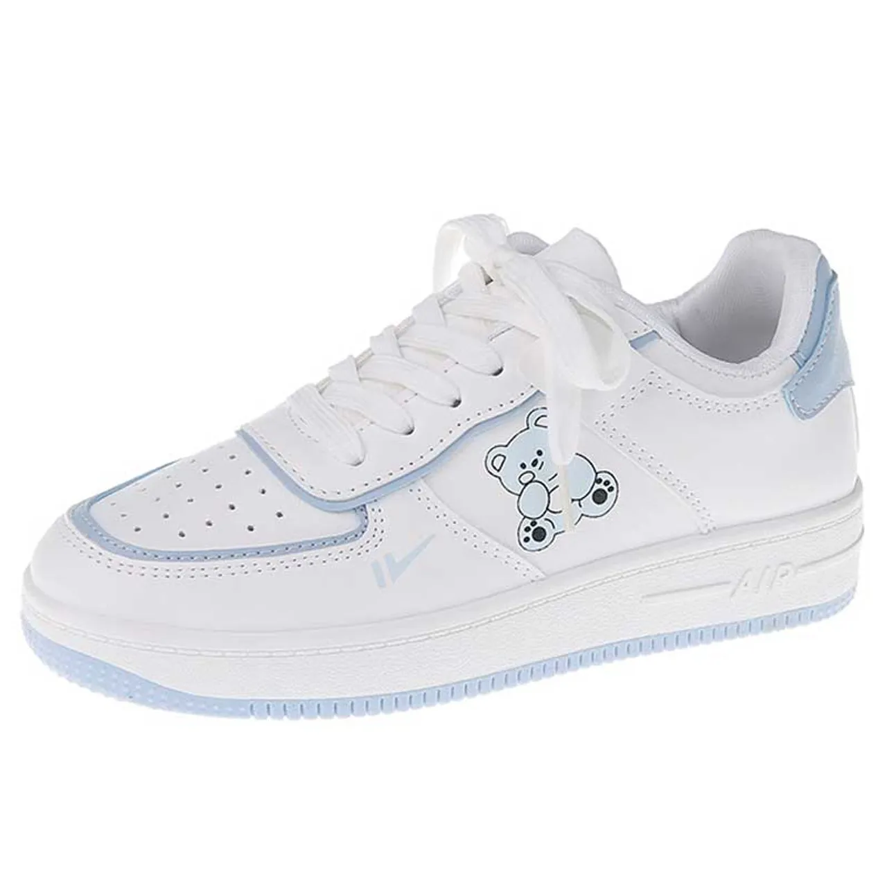 Anime Bear Pattern Blue White Sneaker Casual Shoe