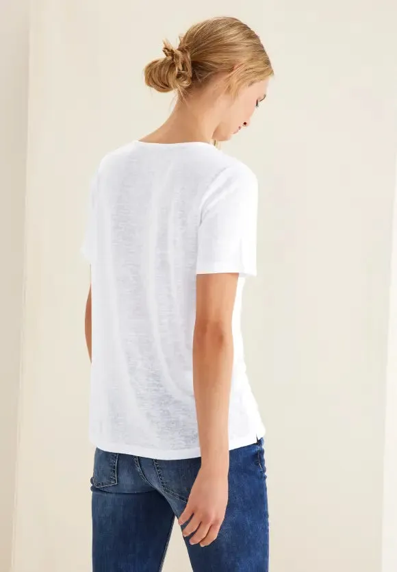 White Linen Look Tshirt Street One - 320004