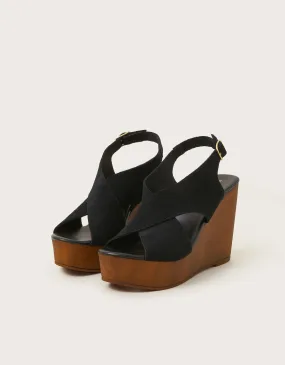 Black Willow Suede Wedge Sandals