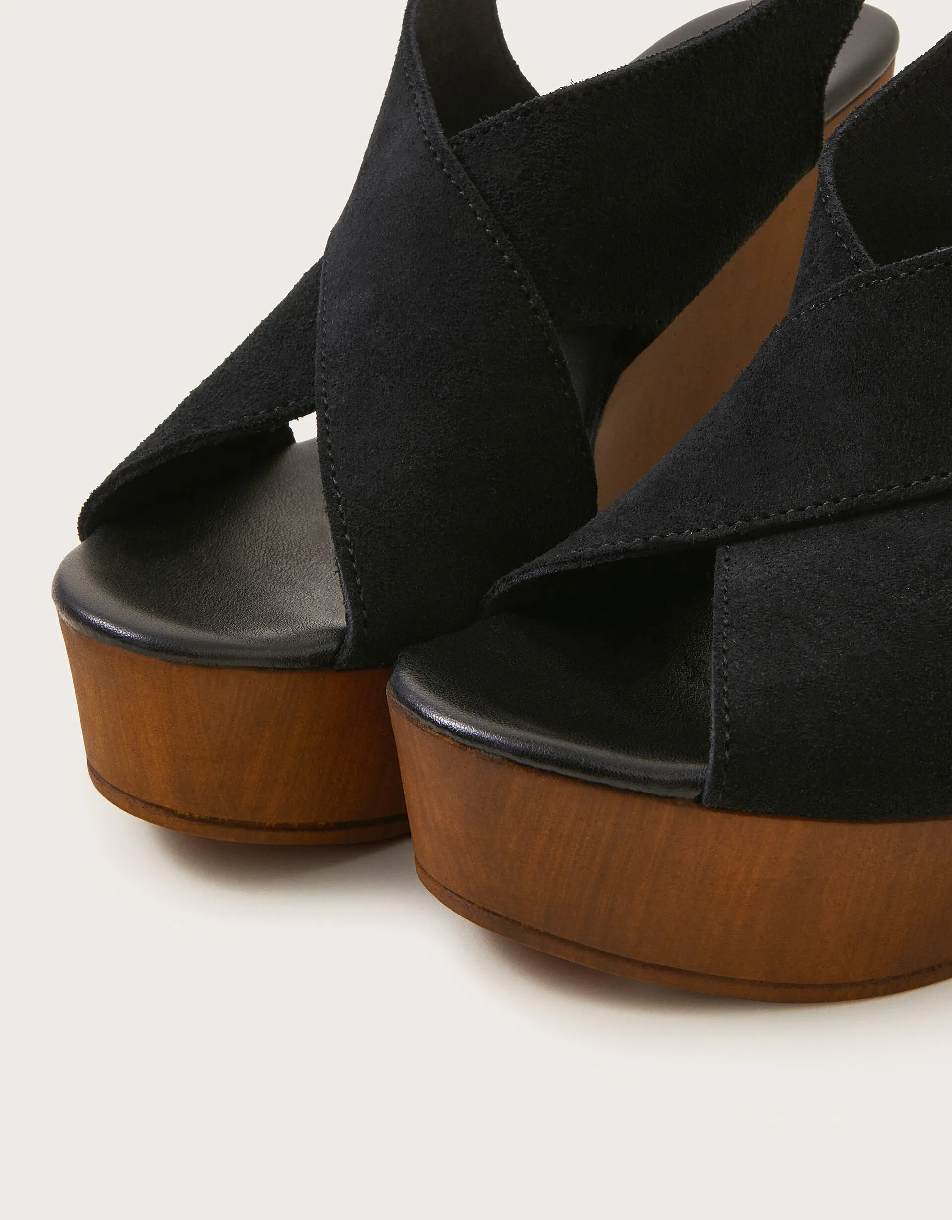 Black Willow Suede Wedge Sandals