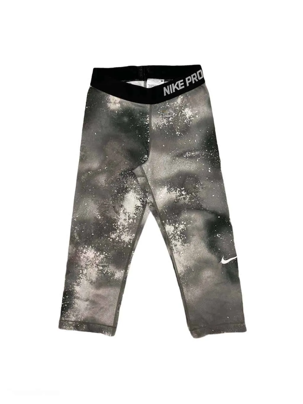 Women's Grey and White Galaxy Design Cropped Nike Pro Capri Leggings - XS