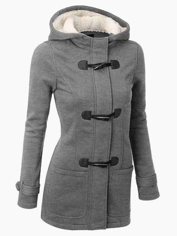 Womens Gray Hoodie Winter Jacket Outerwear