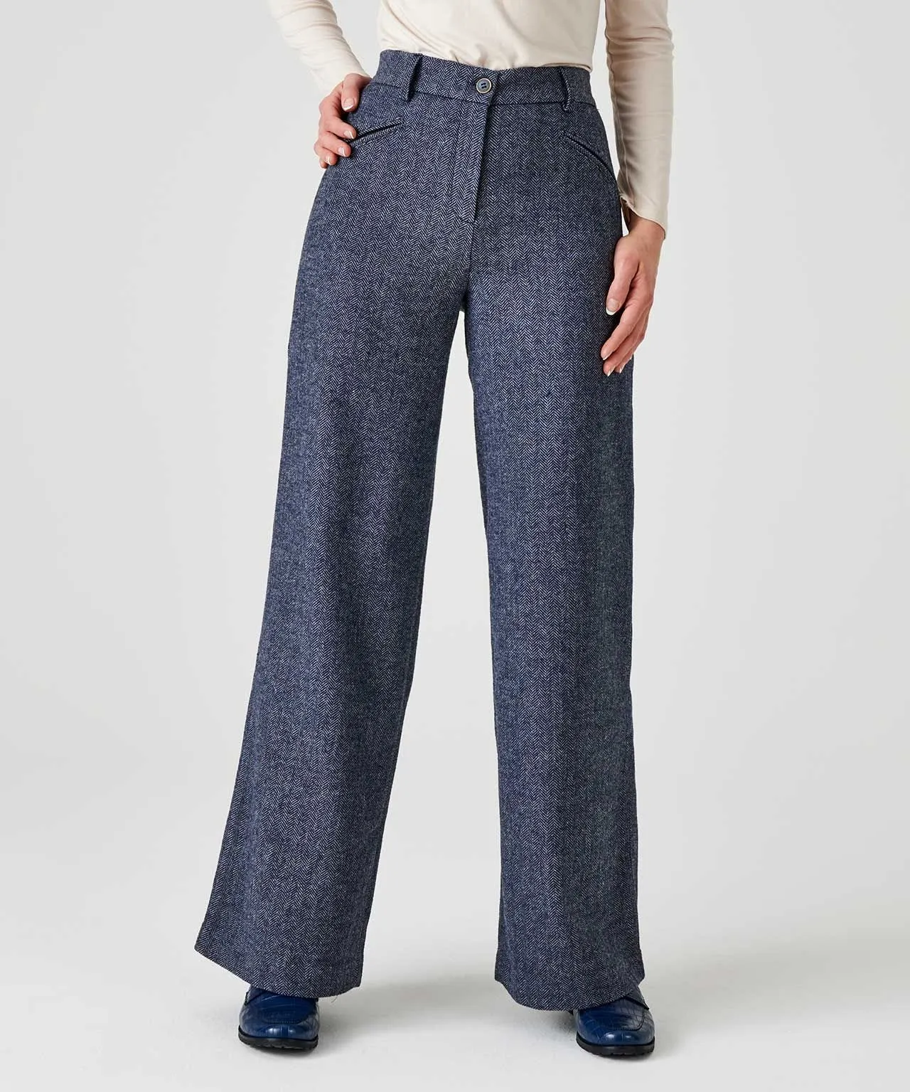 Wide Leg Wool Blend Trousers