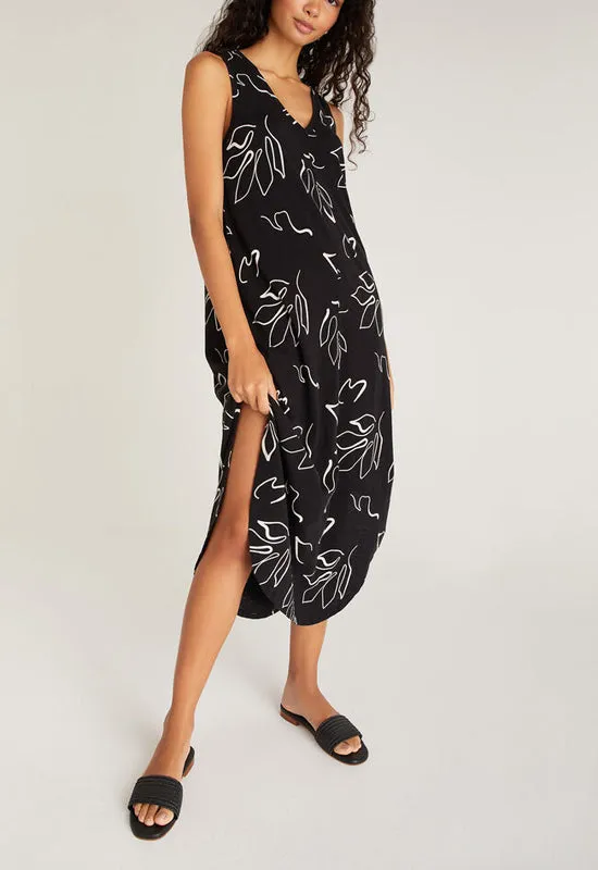 Z Supply Reverie Abstract Print Dress Black